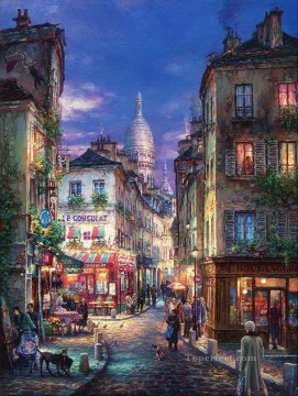 モンマルトルの街並みを散策する 近代的な都市の風景 Oil Paintings